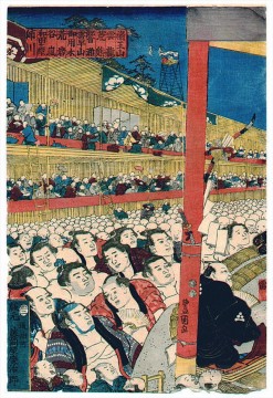 日本 Painting - 相撲の観客 1853年 歌川国貞 日本人